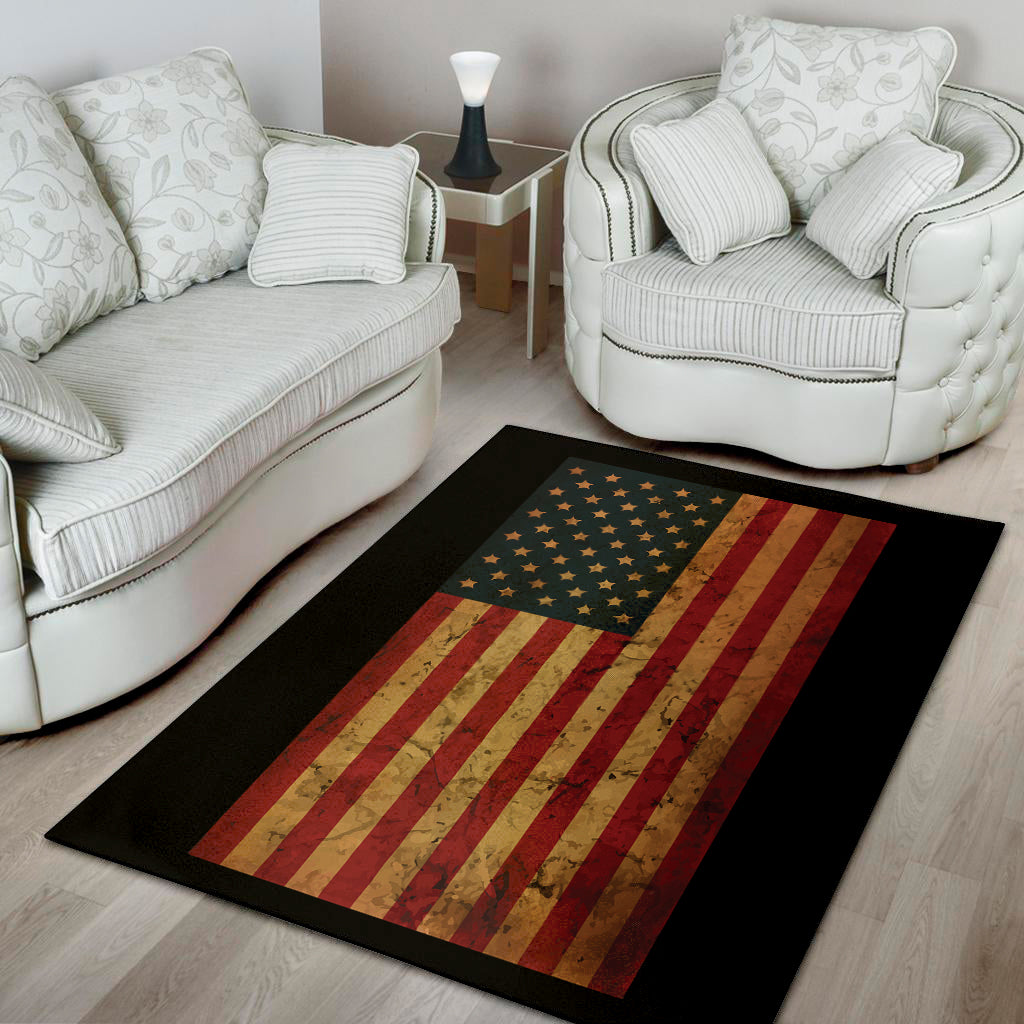 Vintage American Flag Print Area Rug