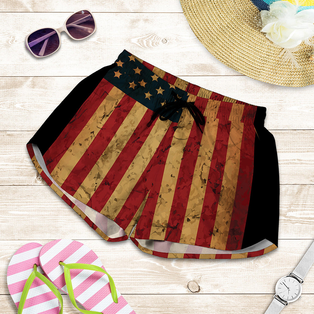 Vintage American Flag Print Women's Shorts