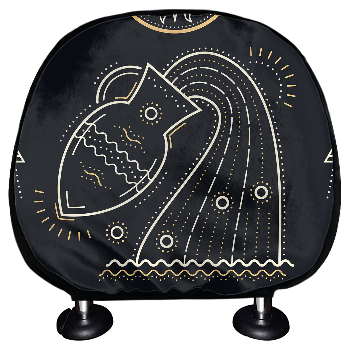 Vintage Aquarius Zodiac Sign Print Car Headrest Covers