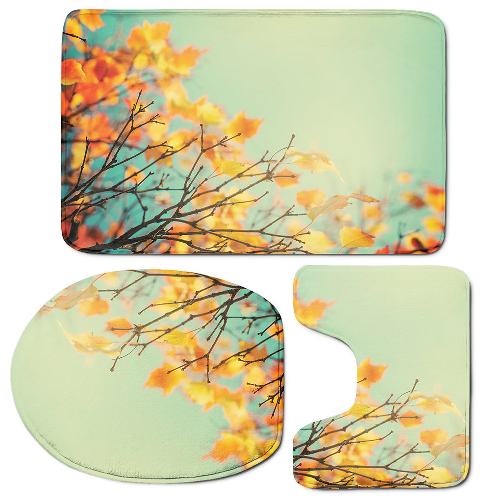 Vintage Autumn Print 3 Piece Bath Mat Set