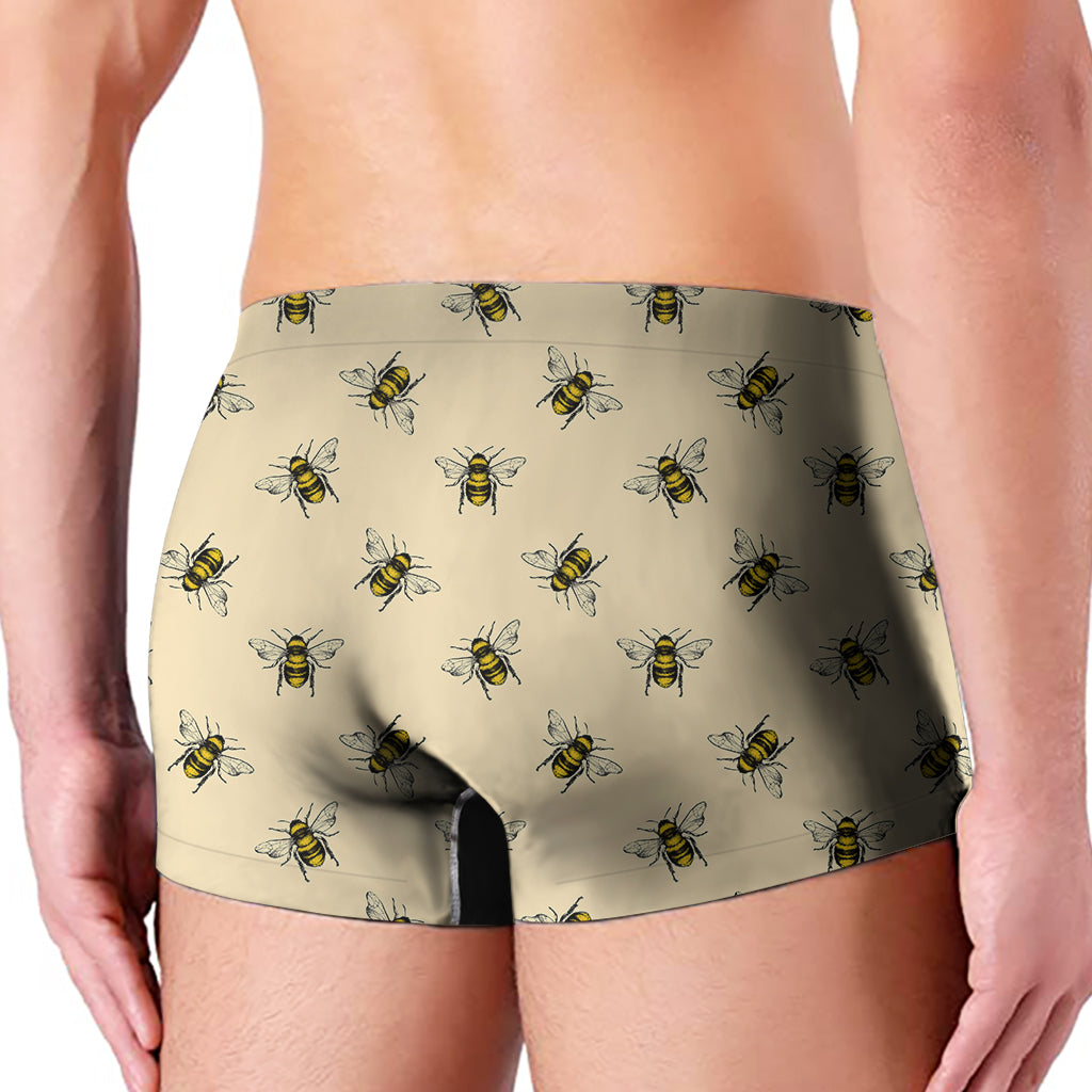 Vintage Bee Pattern Print Men's Boxer Briefs