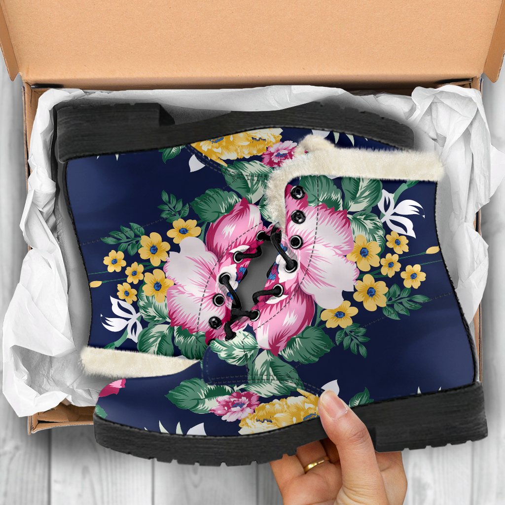 Vintage Blossom Floral Pattern Print Comfy Boots GearFrost