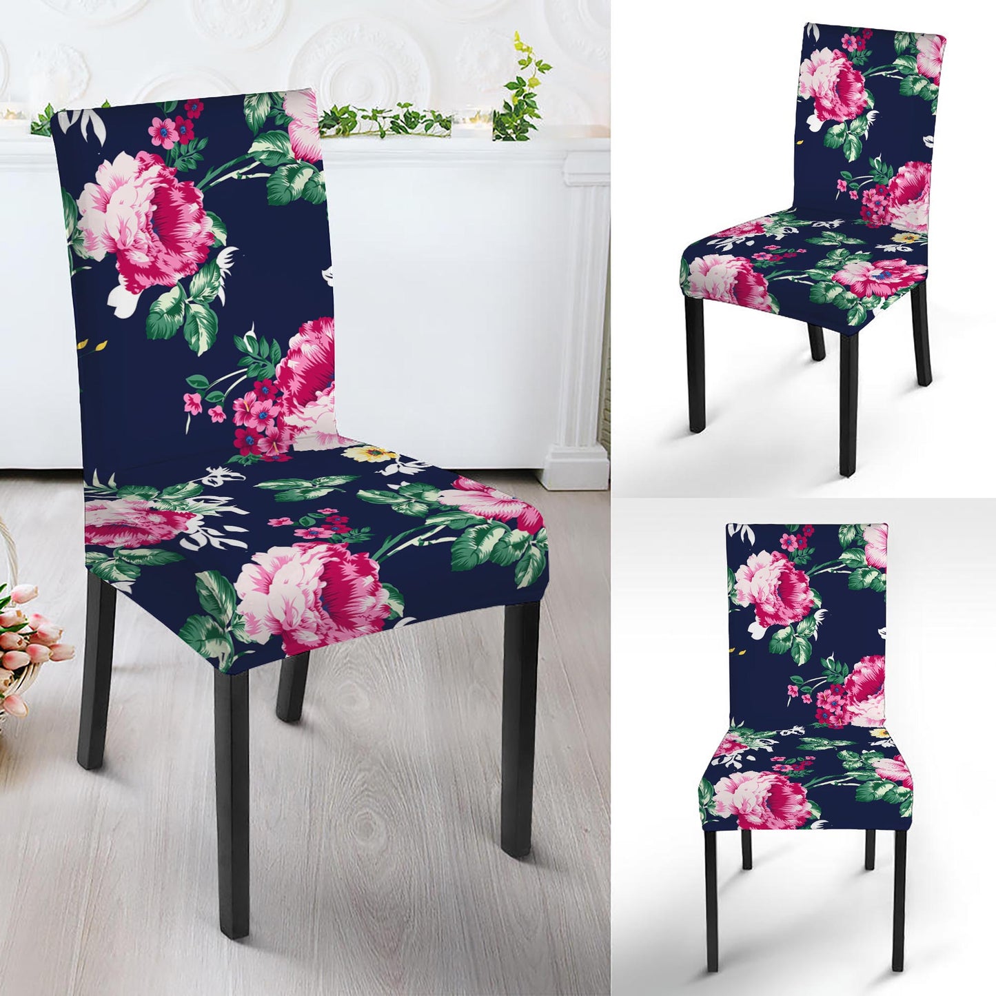 Vintage Blossom Floral Pattern Print Dining Chair Slipcover