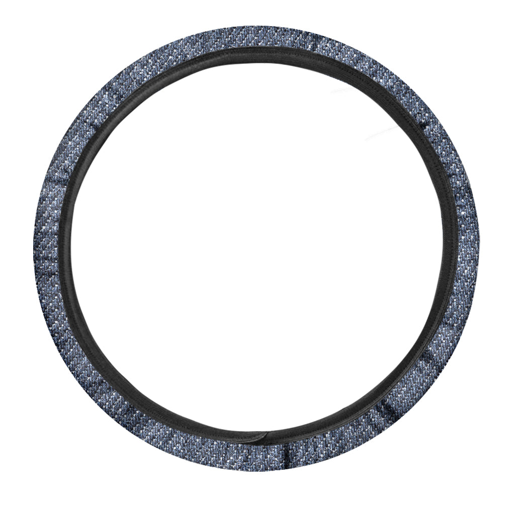 Vintage Blue Denim Jeans Print Car Steering Wheel Cover