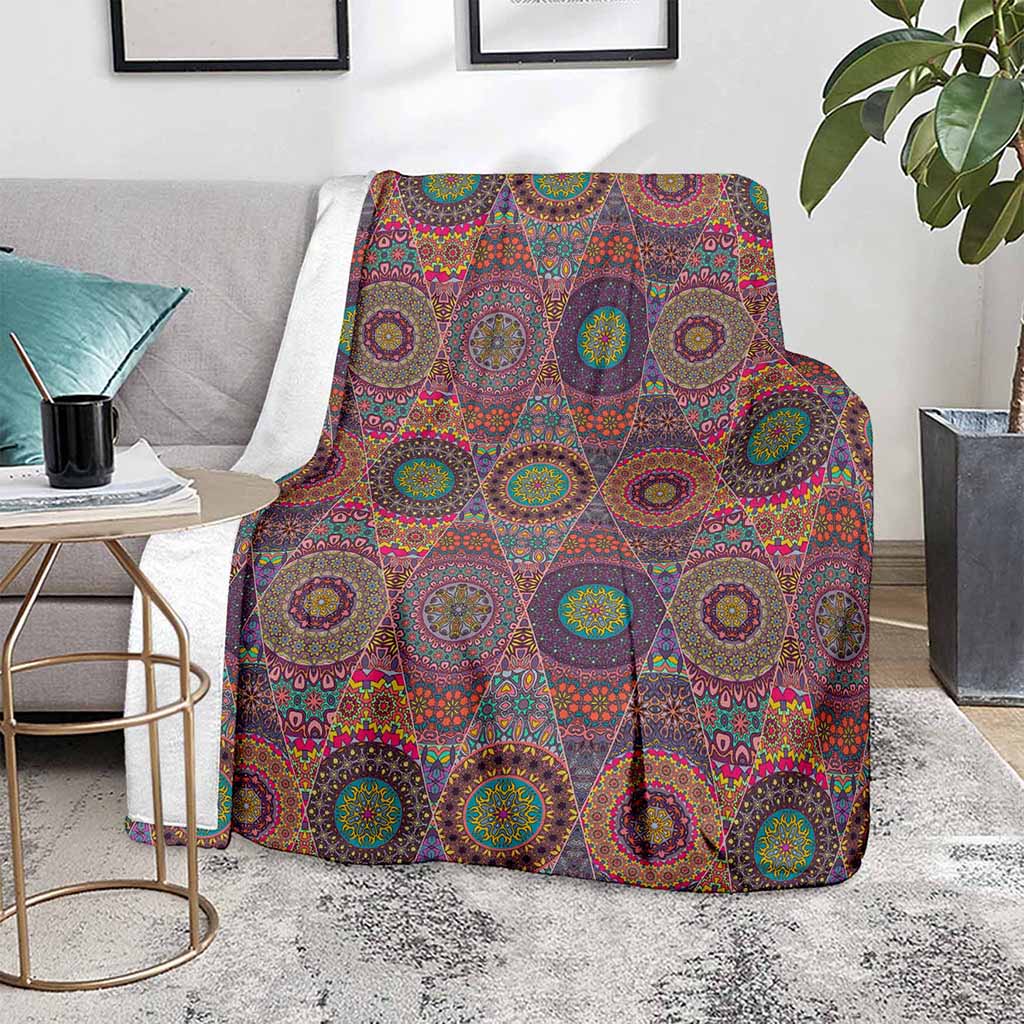 Vintage Bohemian Floral Mandala Print Blanket