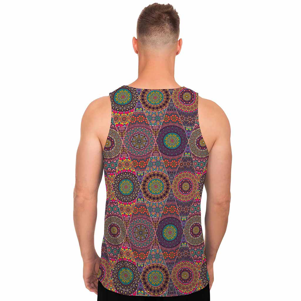 Vintage Bohemian Floral Mandala Print Men's Tank Top