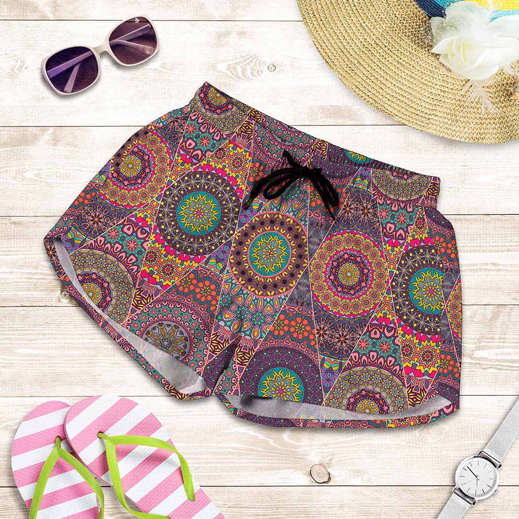 Vintage Bohemian Floral Mandala Print Women's Shorts