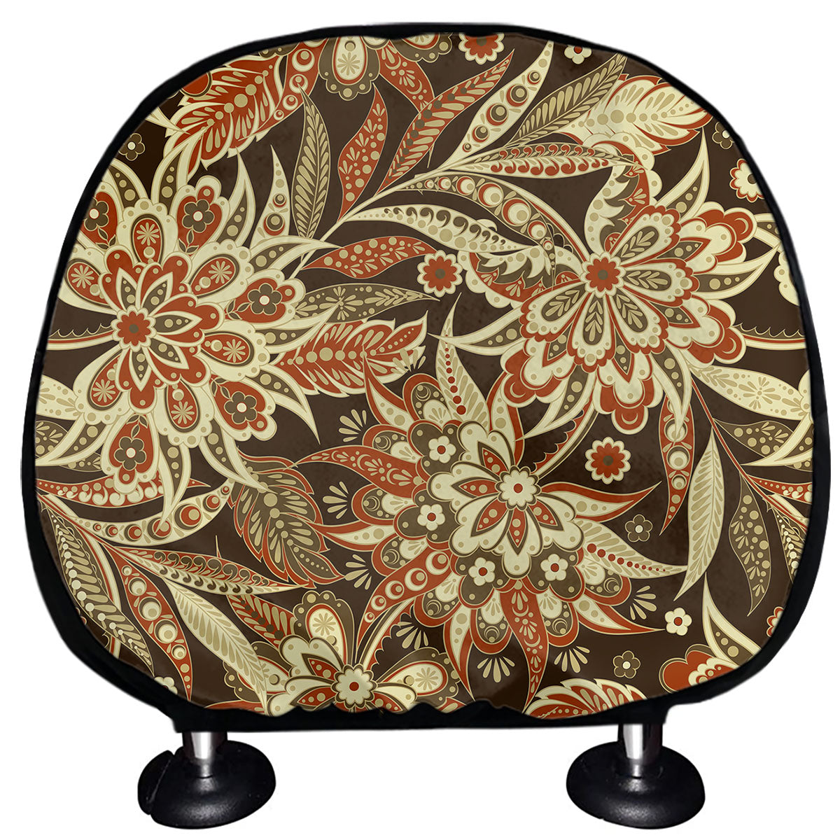 Vintage Brown Bohemian Floral Print Car Headrest Covers