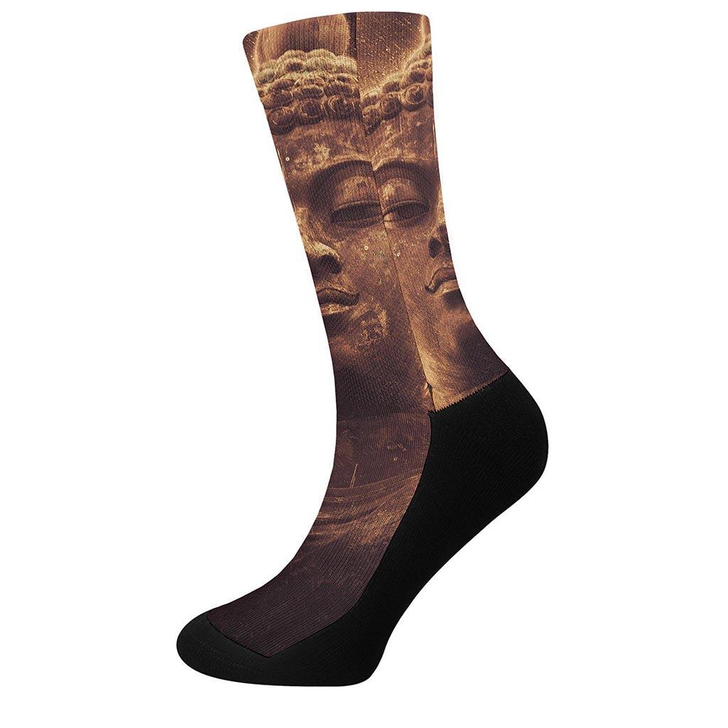 Vintage Buddha Statue Print Crew Socks