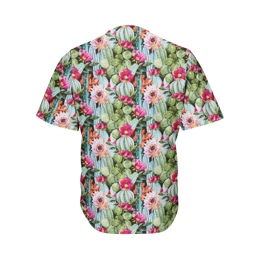 Vintage Cactus And Flower Print Men's Baseball Jersey