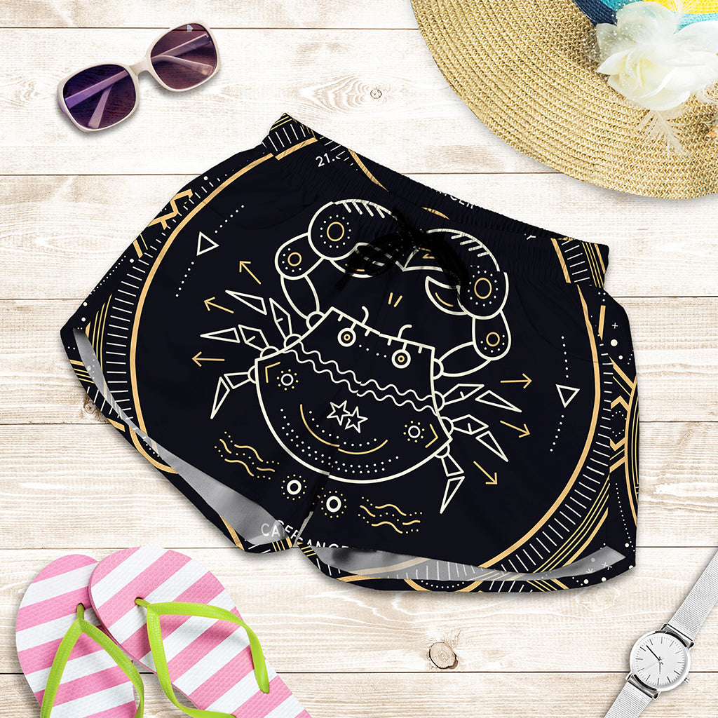 Vintage Cancer Zodiac Sign Print Women's Shorts