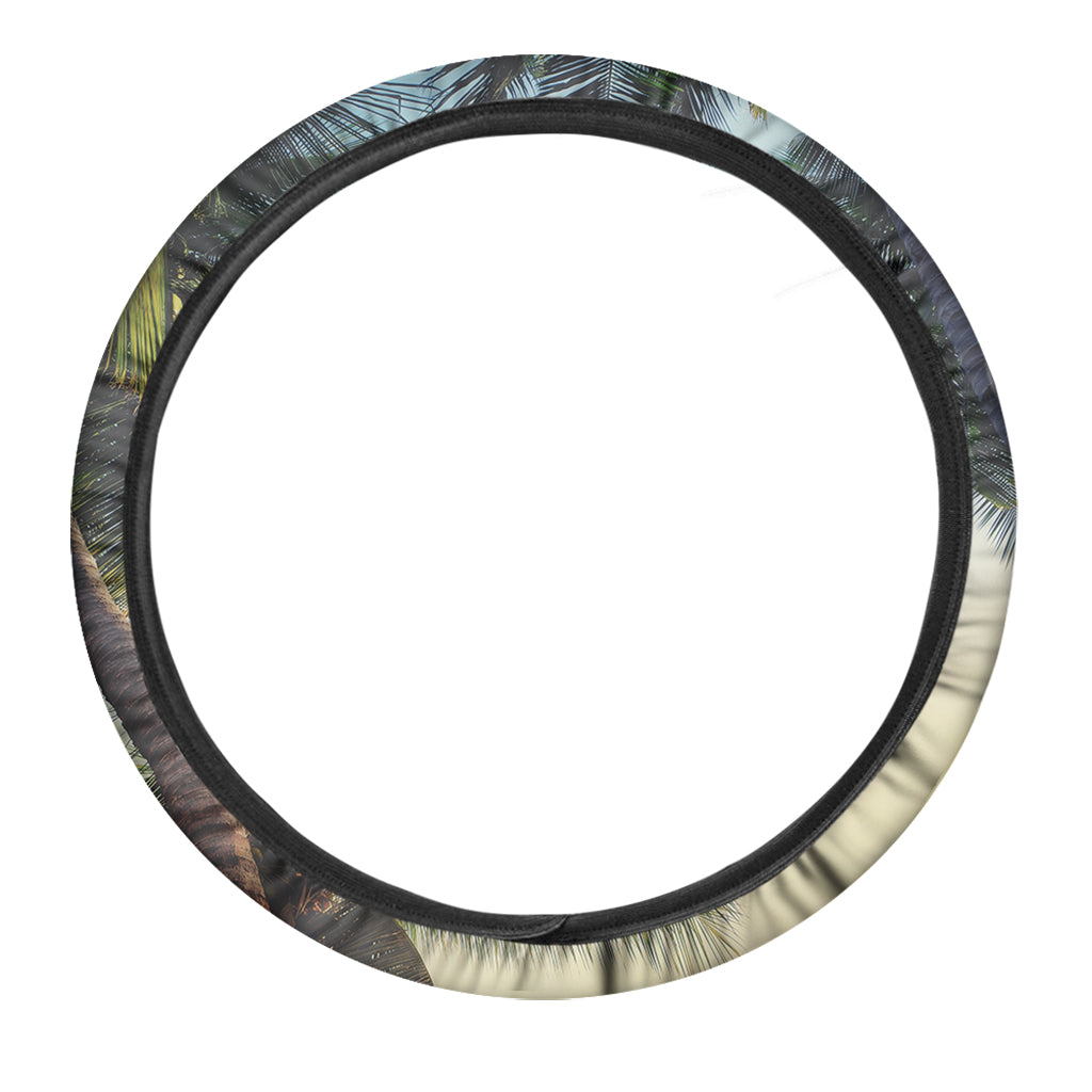 Vintage Coconut Tree Print Car Steering Wheel Cover