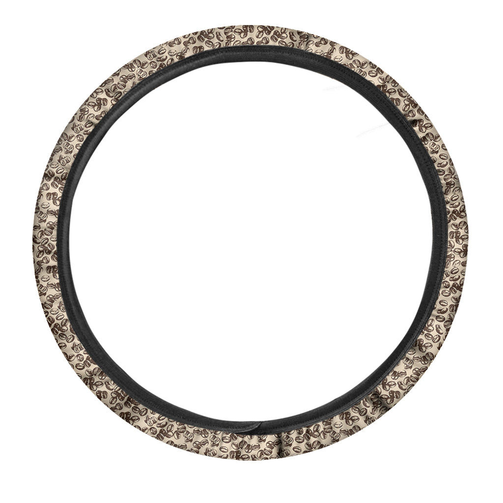 Vintage Coffee Bean Pattern Print Car Steering Wheel Cover