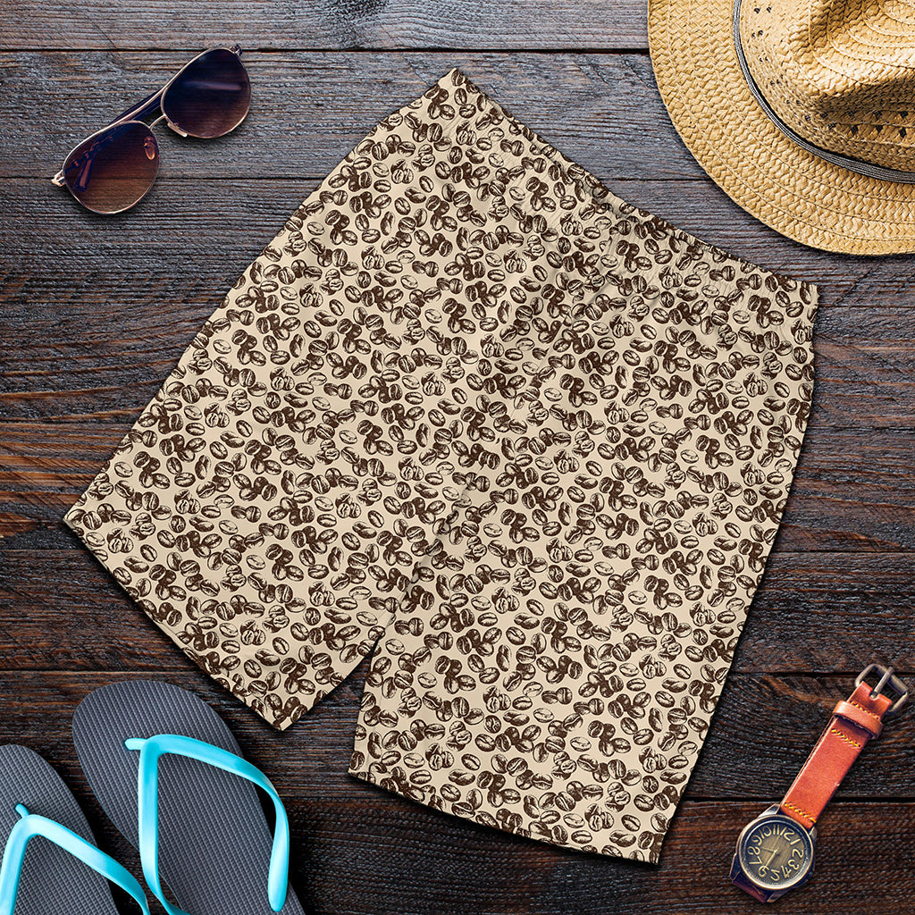 Vintage Coffee Bean Pattern Print Men's Shorts