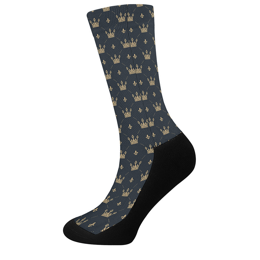 Vintage Crown Pattern Print Crew Socks