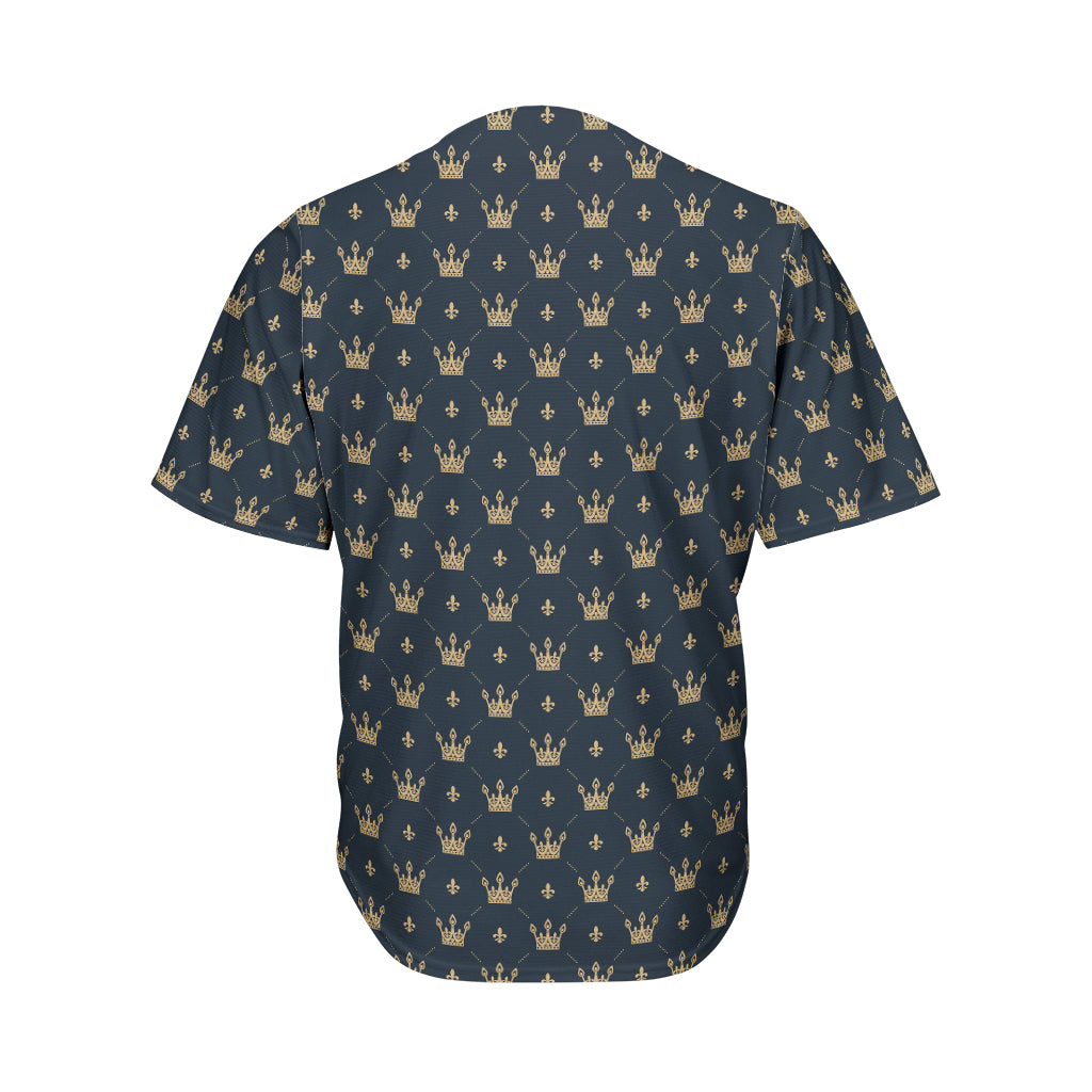 Vintage Crown Pattern Print Men's Baseball Jersey