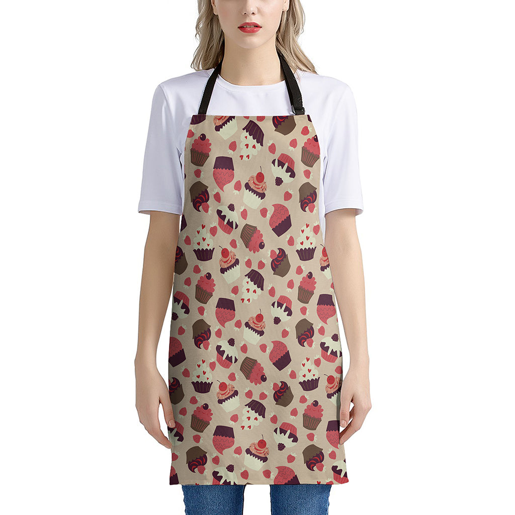 Vintage Cupcake Pattern Print Apron