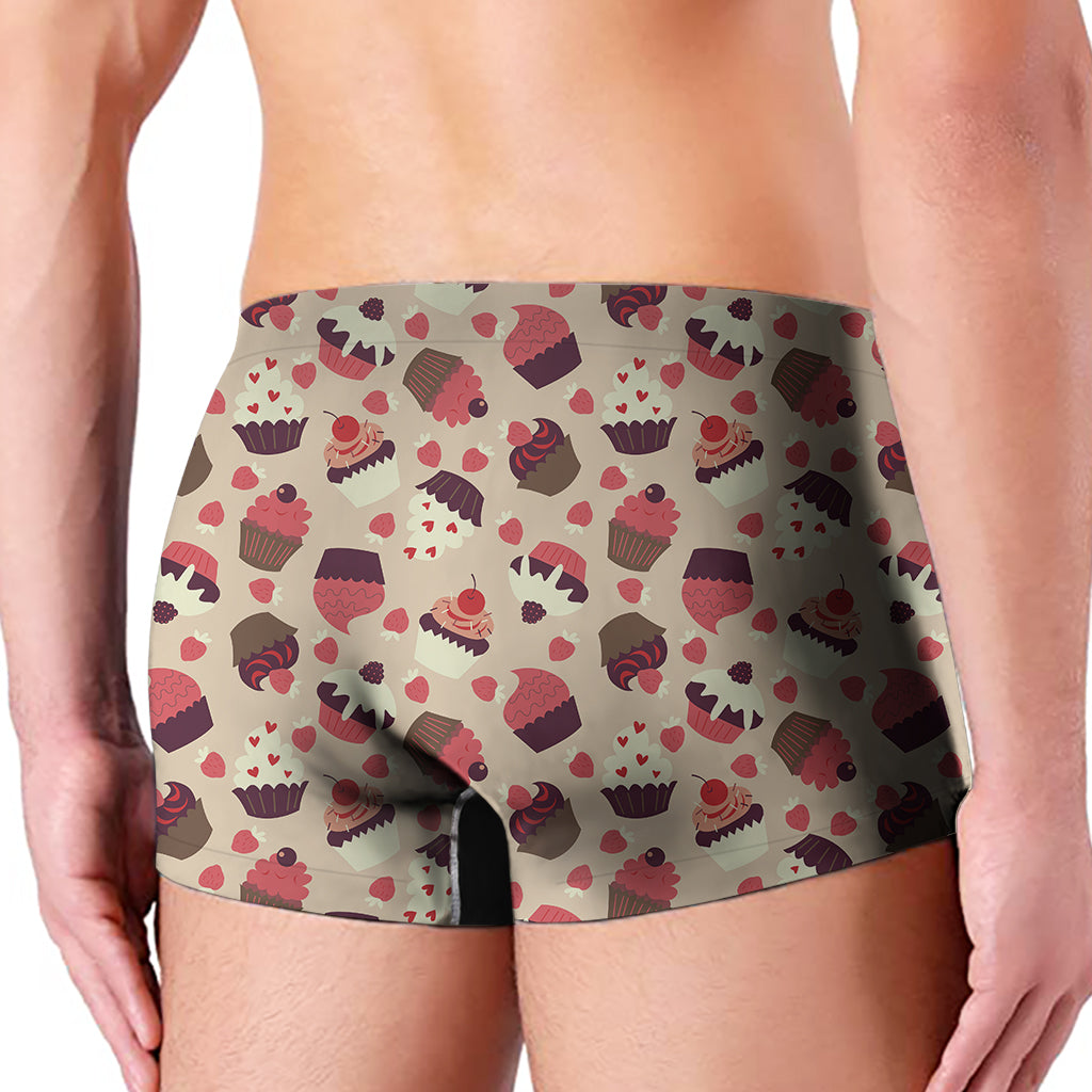 Vintage Cupcake Pattern Print Men's Boxer Briefs