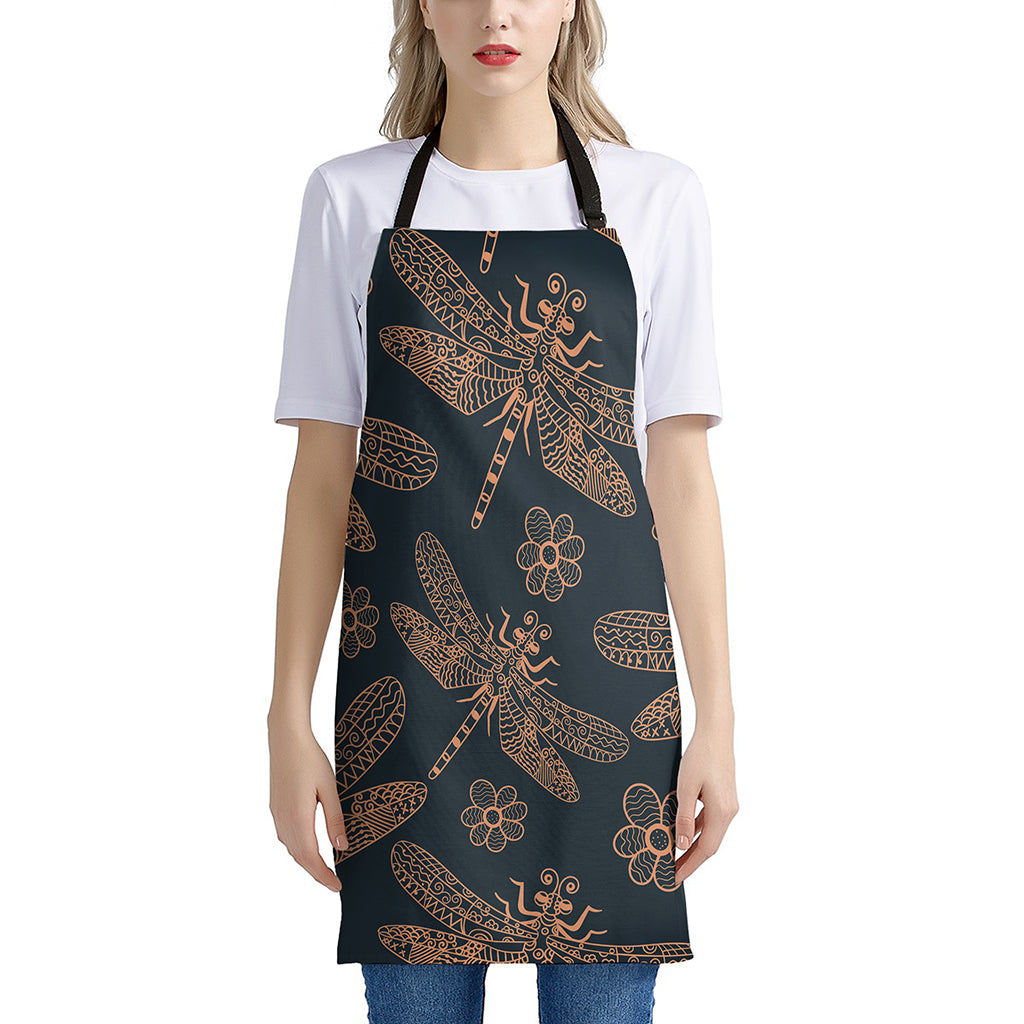 Vintage Dragonfly Pattern Print Apron