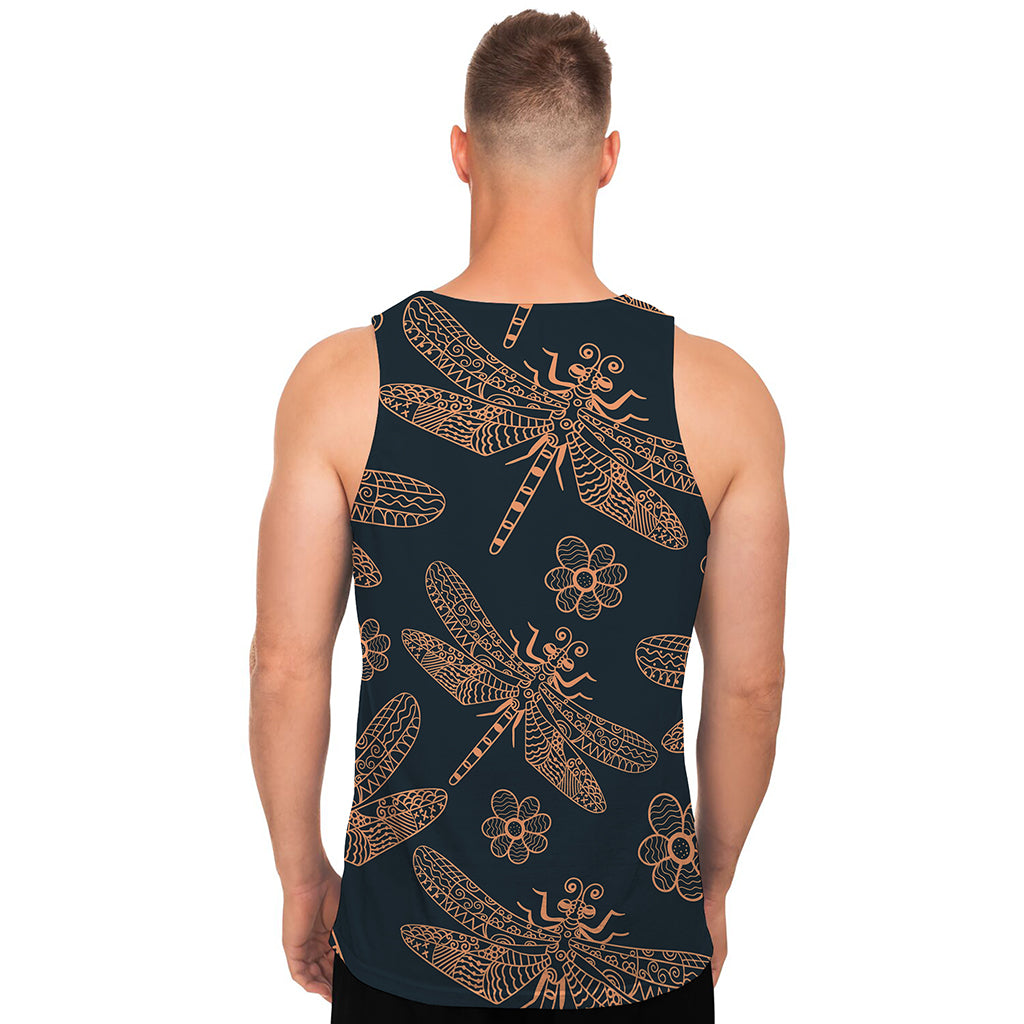 Vintage Dragonfly Pattern Print Men's Tank Top