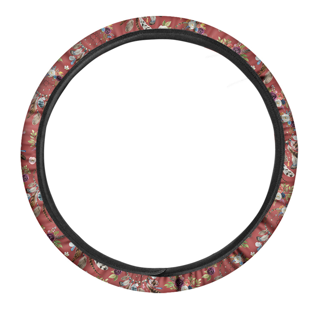Vintage Dream Catcher Pattern Print Car Steering Wheel Cover
