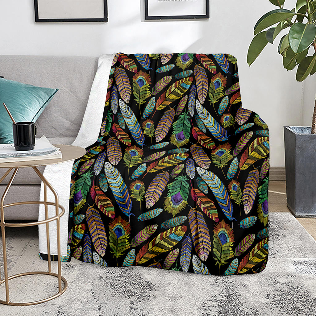 Vintage Feather Pattern Print Blanket