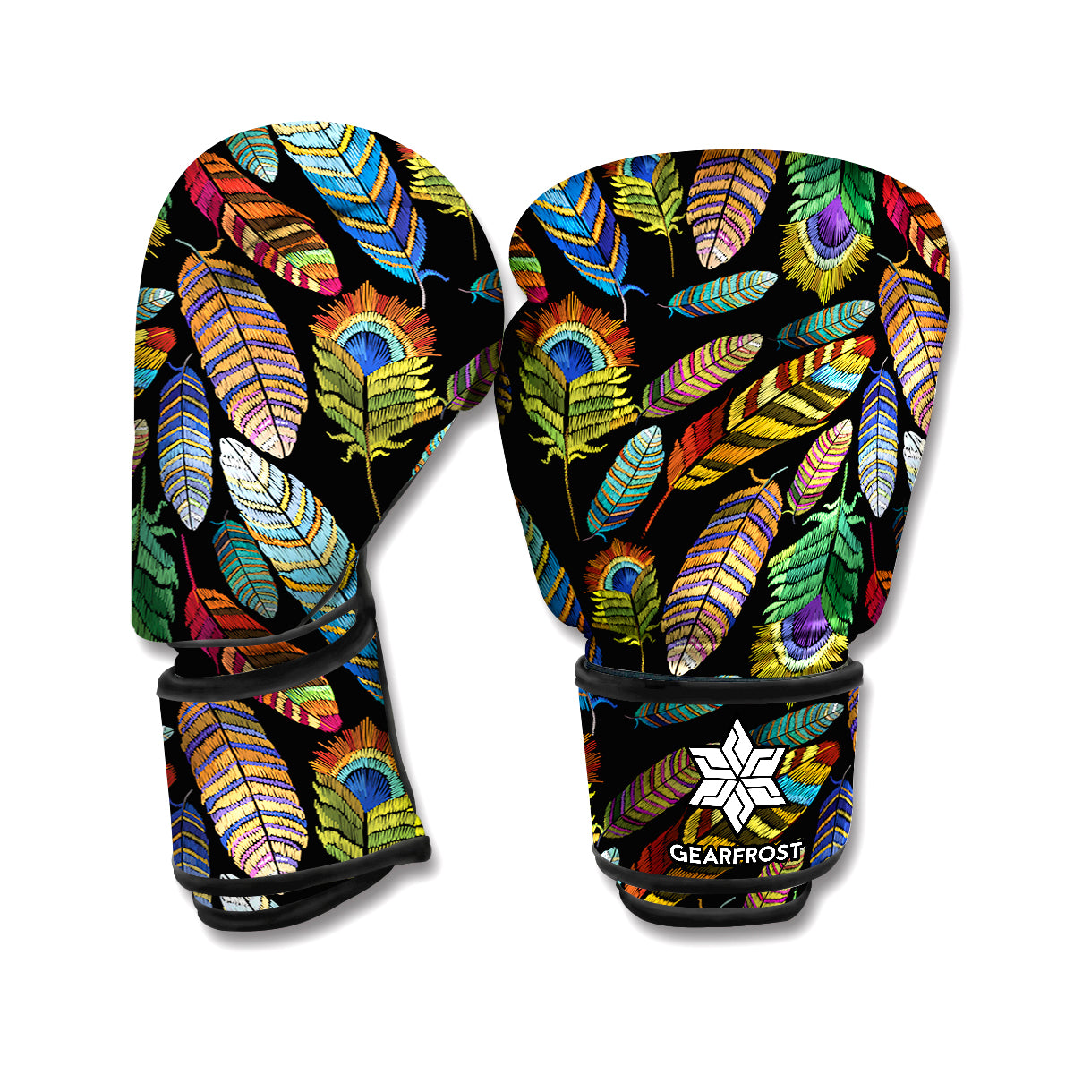 Vintage Feather Pattern Print Boxing Gloves