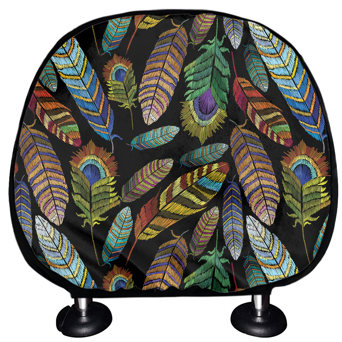 Vintage Feather Pattern Print Car Headrest Covers