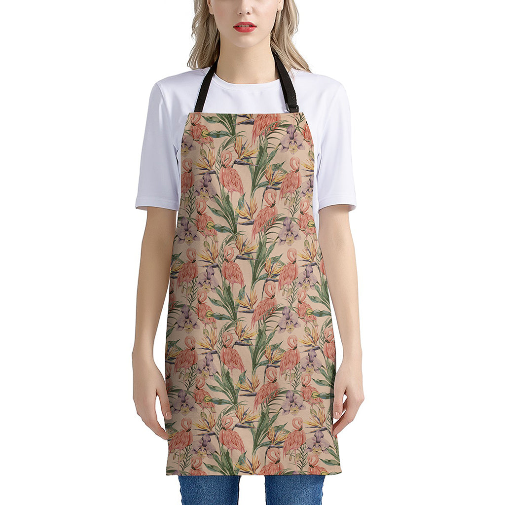 Vintage Flamingo Pattern Print Apron