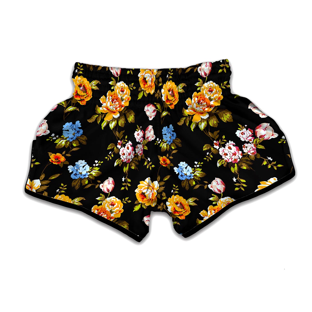 Vintage Floral Flower Pattern Print Muay Thai Boxing Shorts