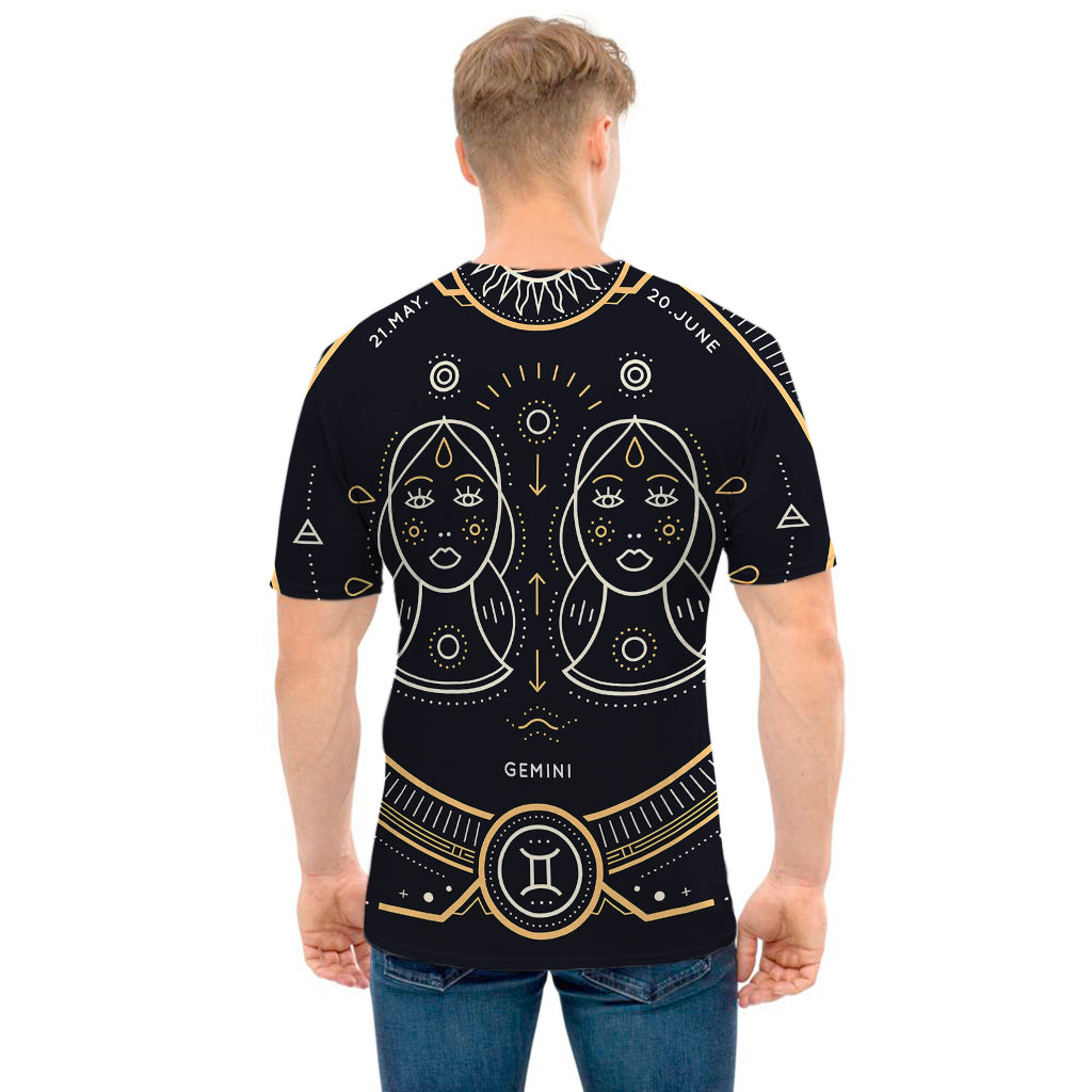 Vintage Gemini Zodiac Sign Print Men's T-Shirt