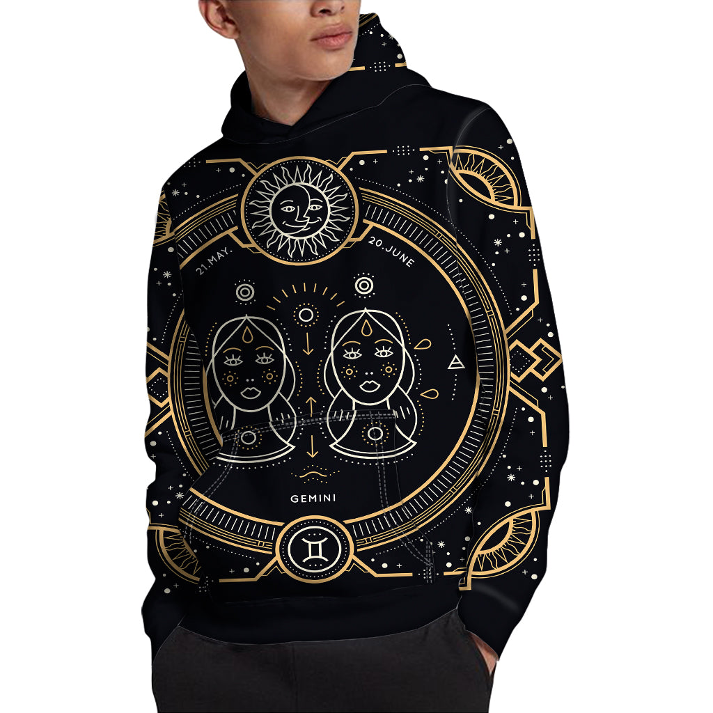 Vintage Gemini Zodiac Sign Print Pullover Hoodie