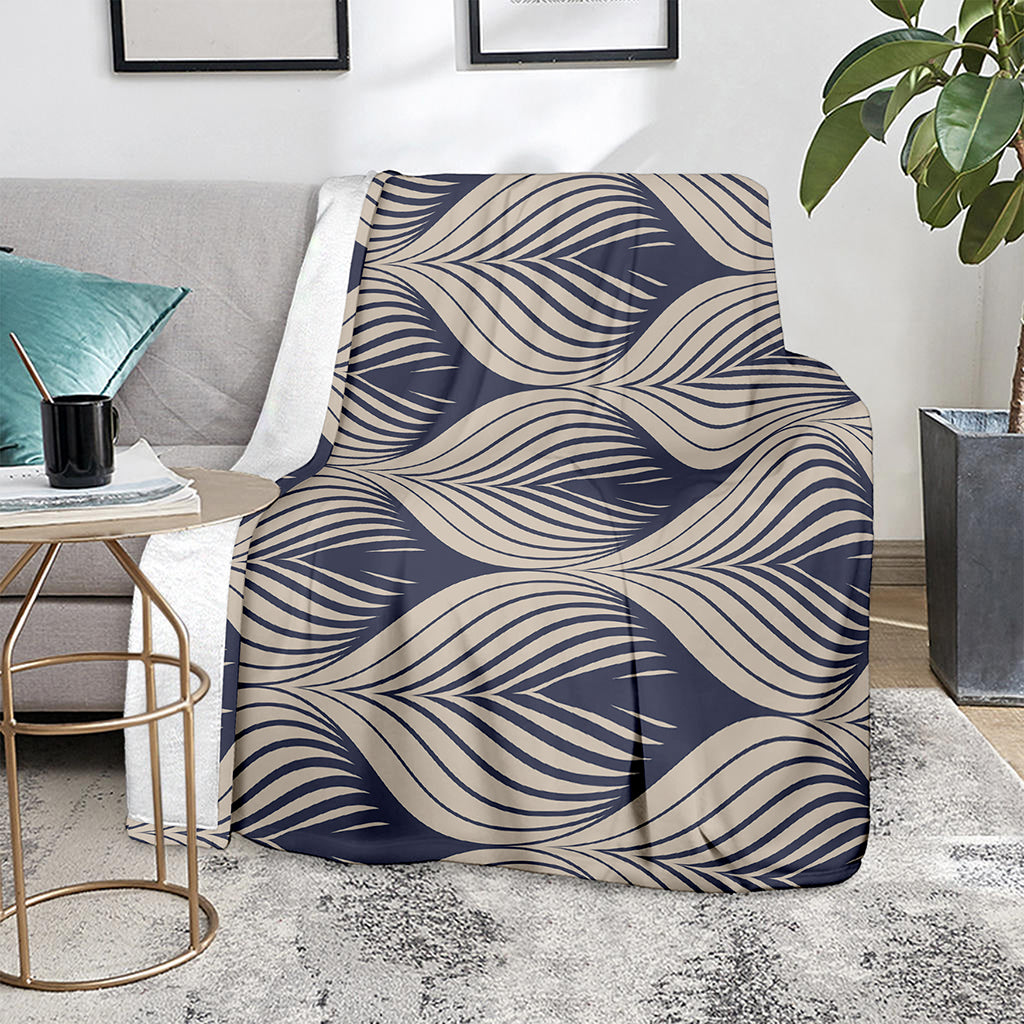 Vintage Geometric Leaf Pattern Print Blanket