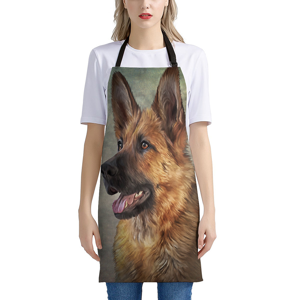 Vintage German Shepherd Portrait Print Apron
