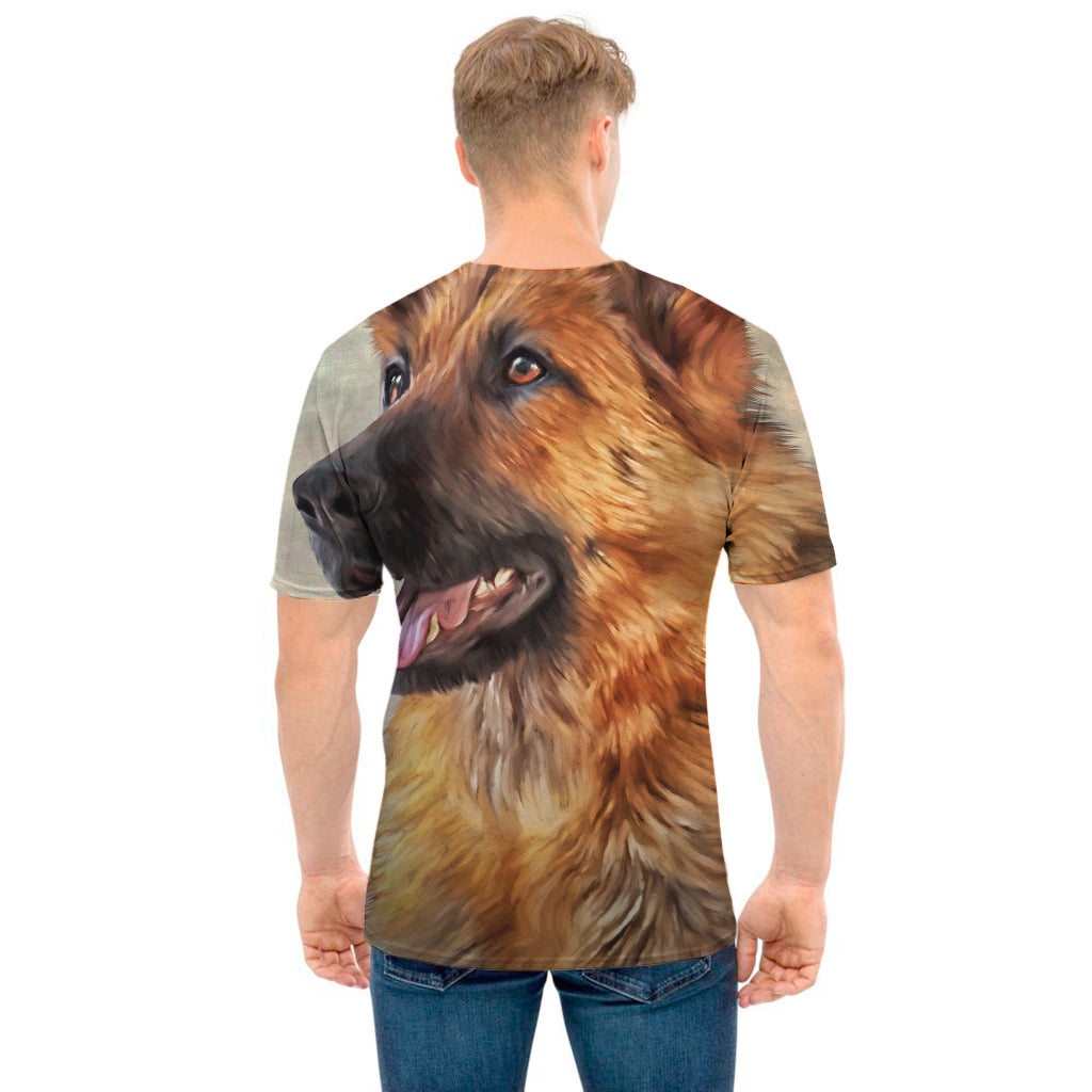 Vintage German Shepherd Portrait Print Men's T-Shirt