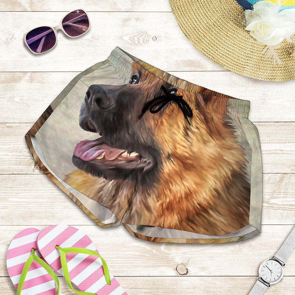 Vintage German Shepherd Portrait Print Women's Shorts