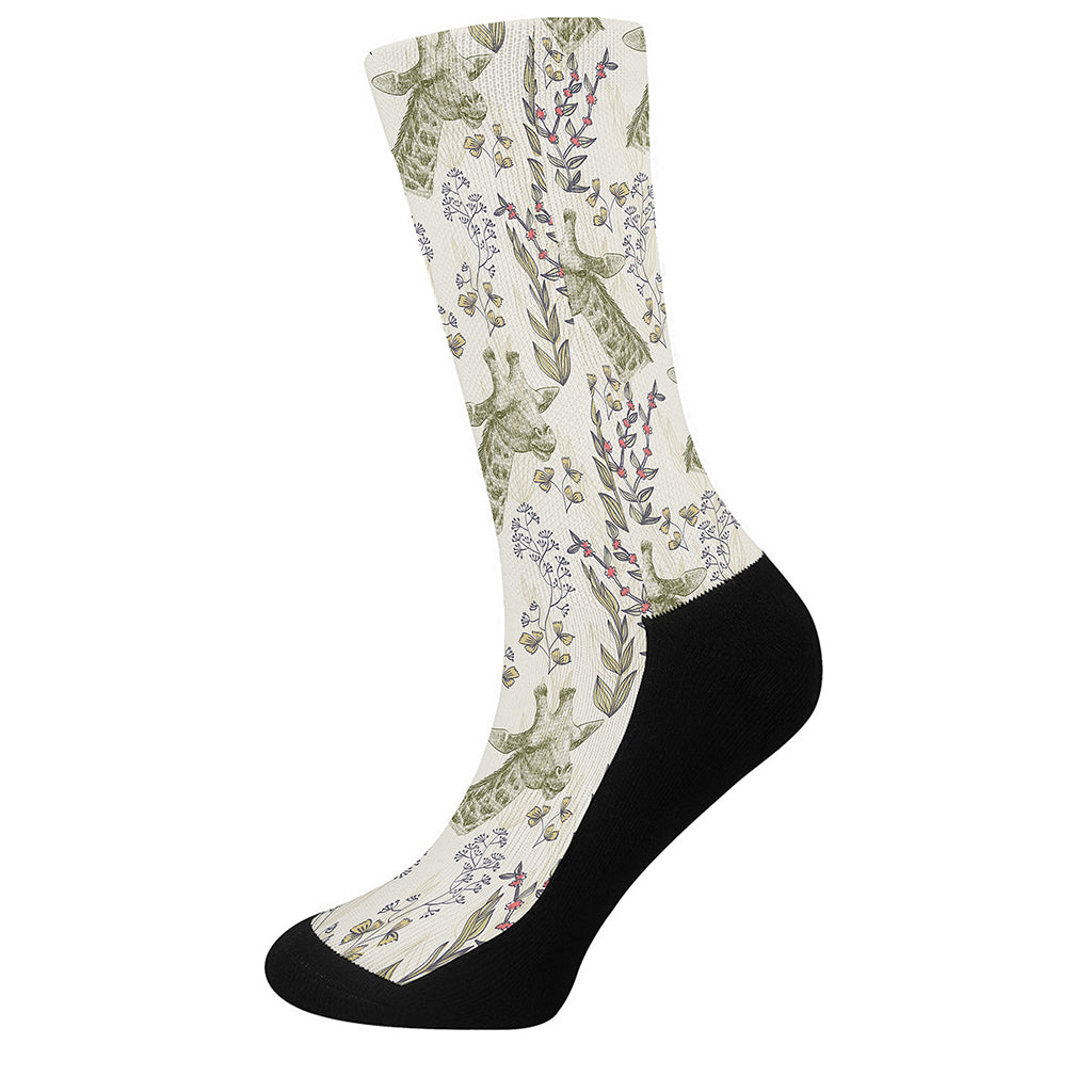 Vintage Giraffe Print Crew Socks