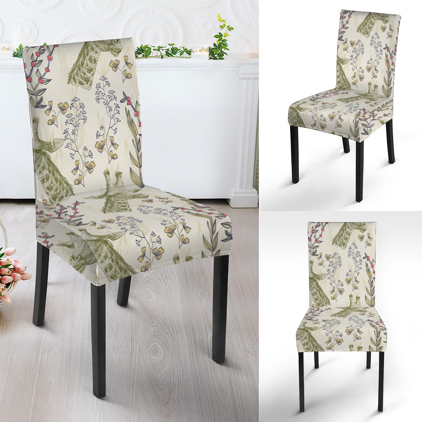 Vintage Giraffe Print Dining Chair Slipcover