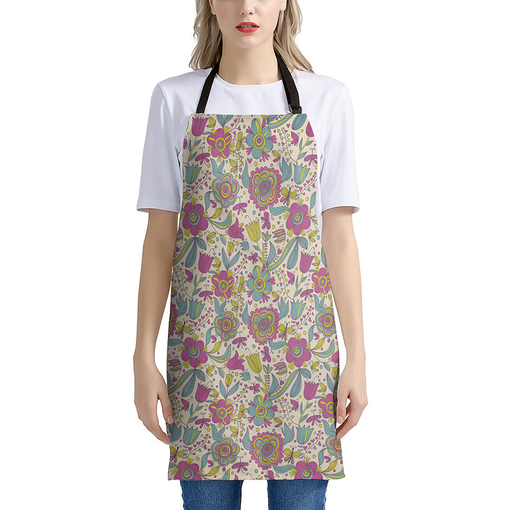 Vintage Girly Floral Print Apron