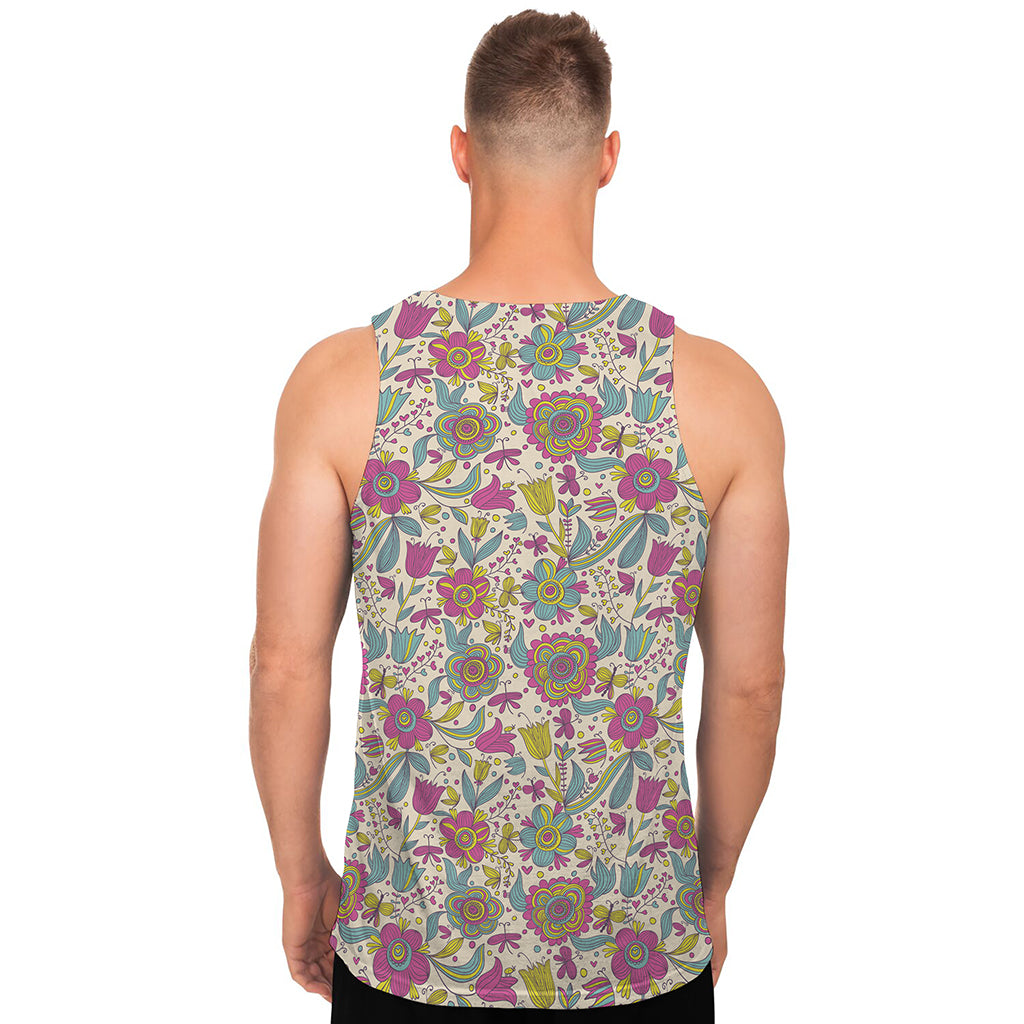 Vintage Girly Floral Print Men's Tank Top