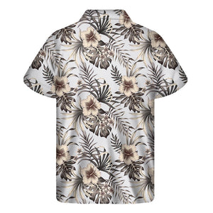 Vintage Hibiscus Plumeria Pattern Print Men's Short Sleeve Shirt