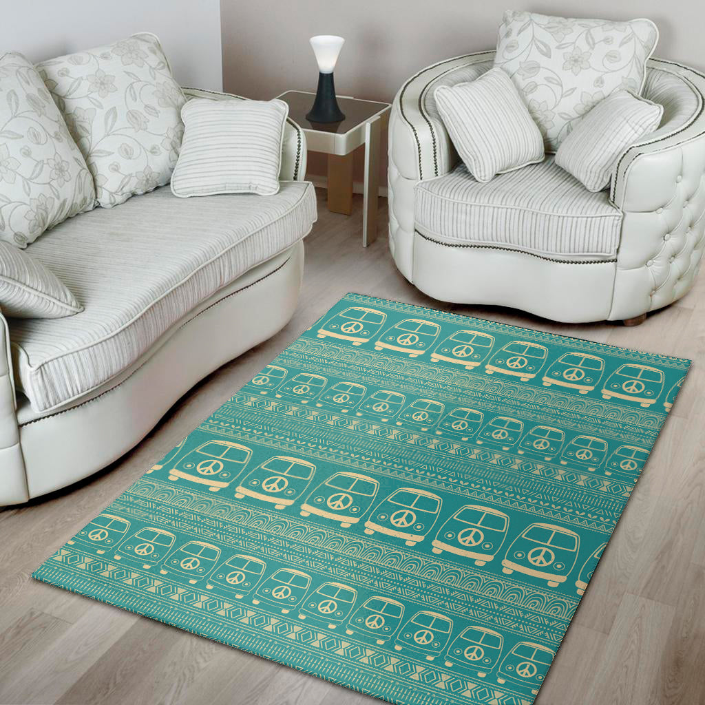 Vintage Hippie Van Pattern Print Area Rug