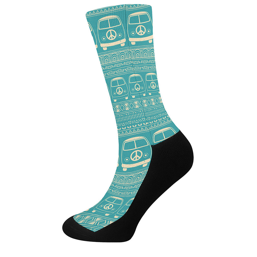 Vintage Hippie Van Pattern Print Crew Socks