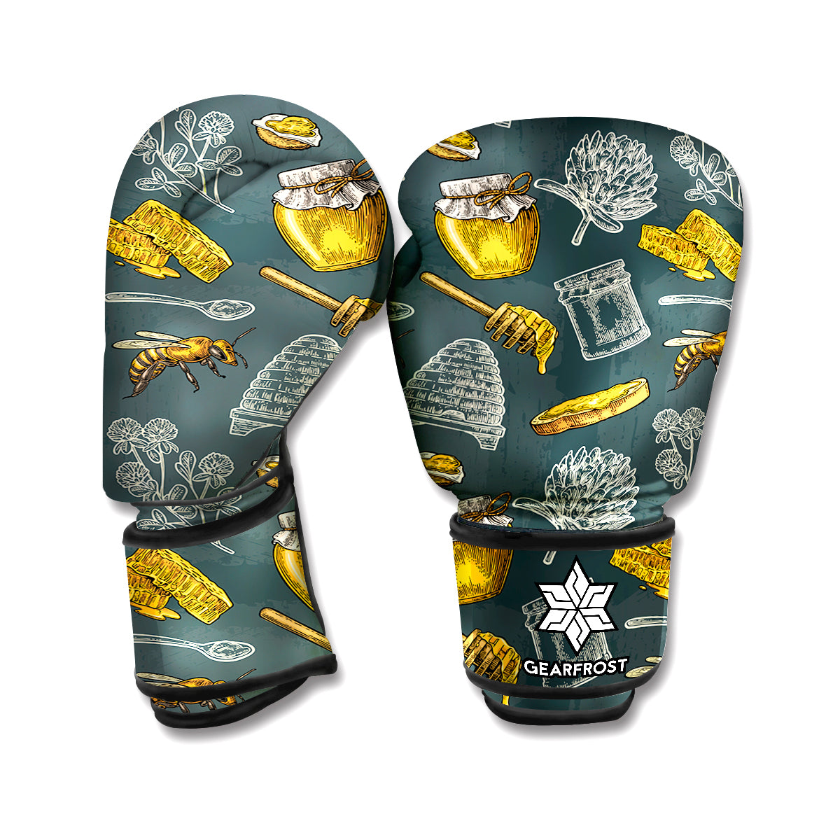 Vintage Honey Bee Print Boxing Gloves