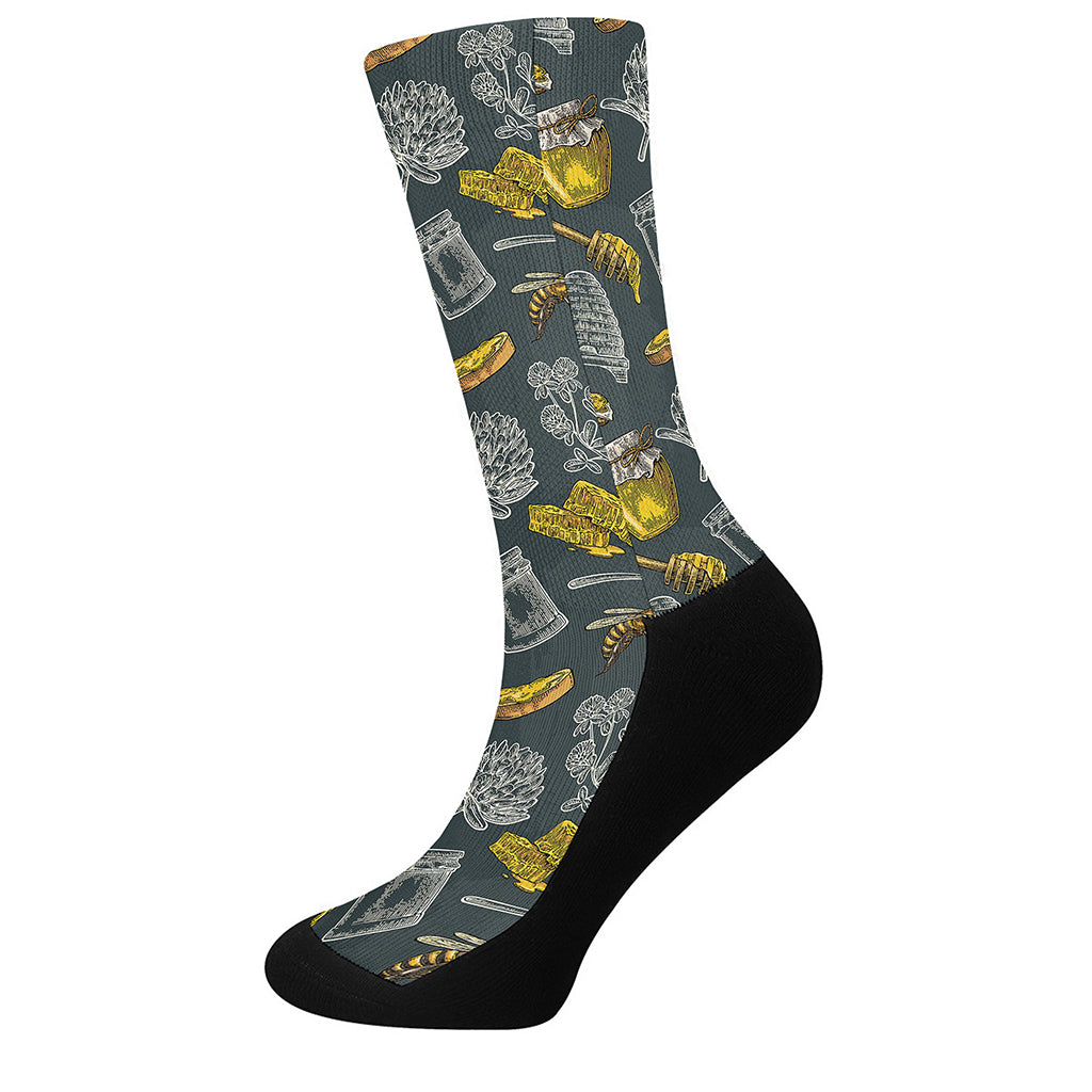 Vintage Honey Bee Print Crew Socks