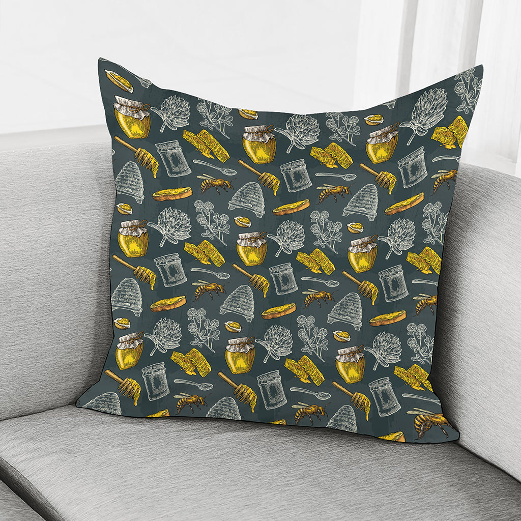 Vintage Honey Bee Print Pillow Cover