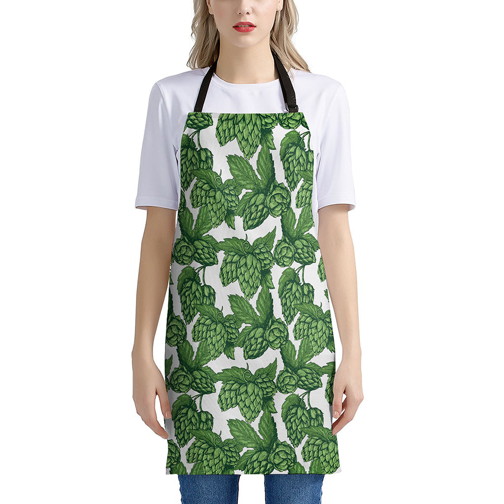 Vintage Hop Cone Pattern Print Apron