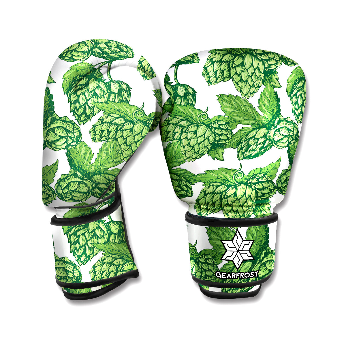 Vintage Hop Cone Pattern Print Boxing Gloves
