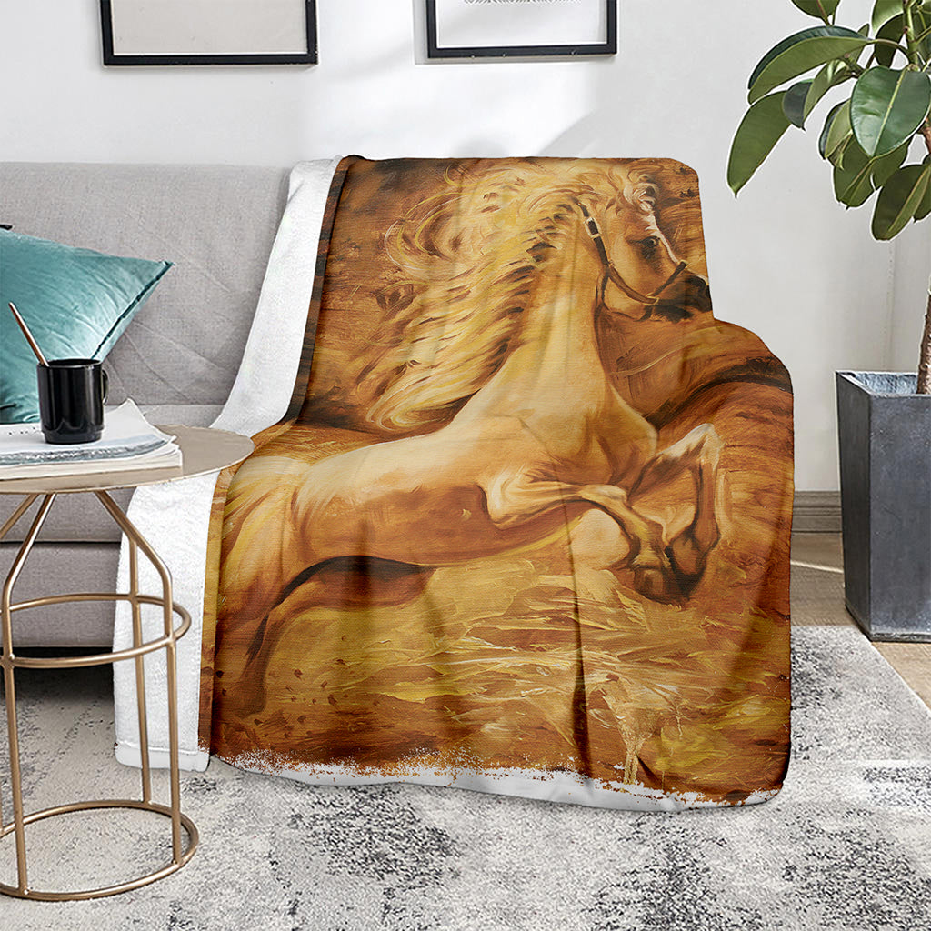 Vintage Horse Painting Print Blanket