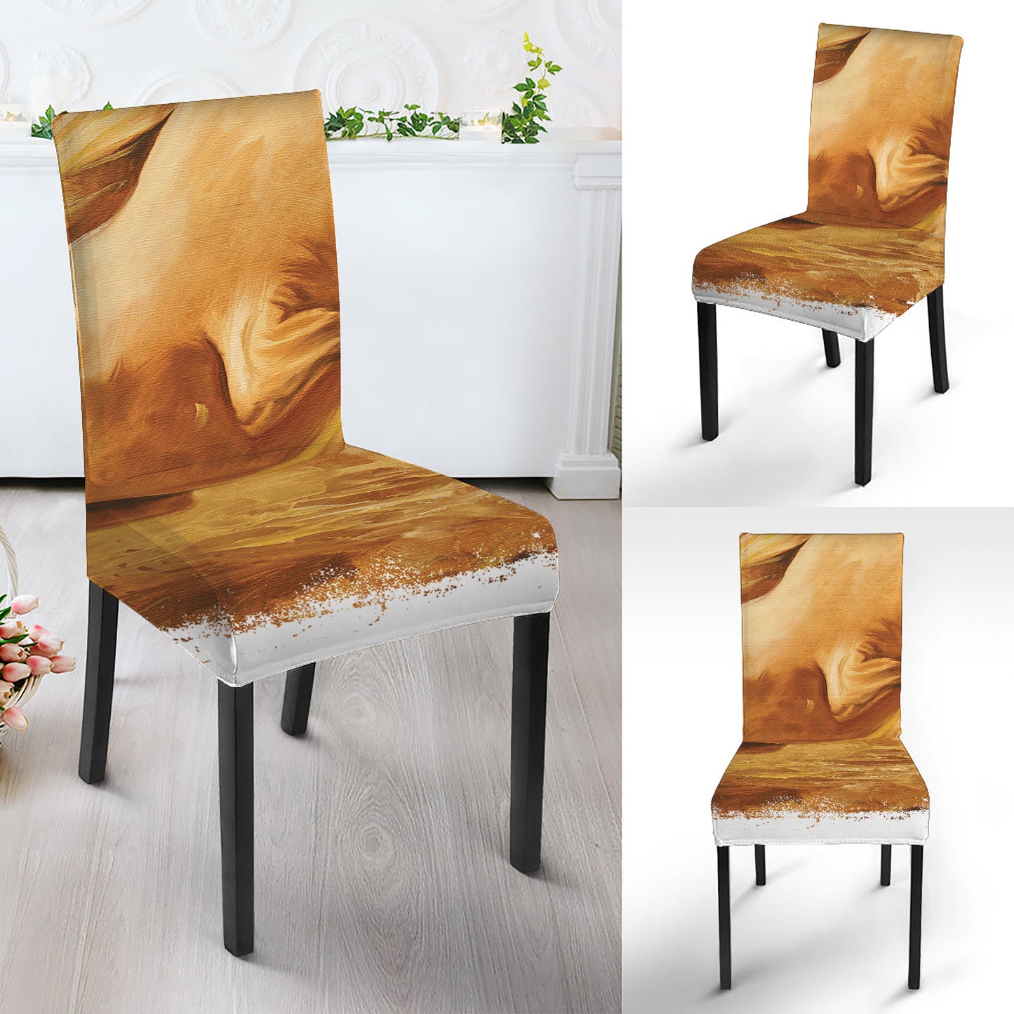 Vintage Horse Painting Print Dining Chair Slipcover